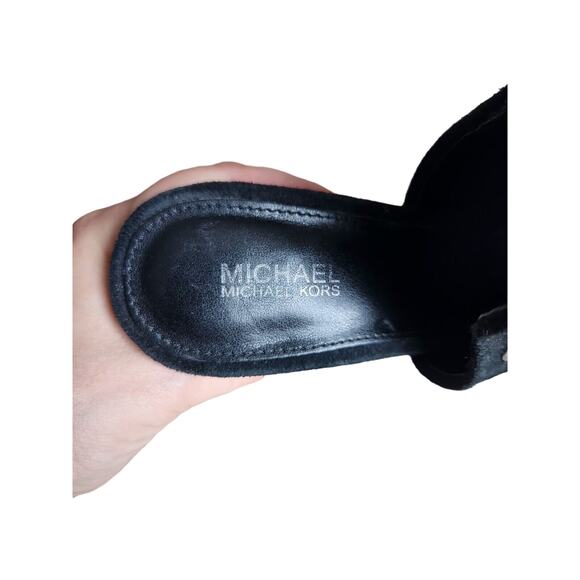Michael Kors Louise Black Suede Studded Slip on Mules Clogs Shoes 8 Pre-owned - Picture 8 of 10